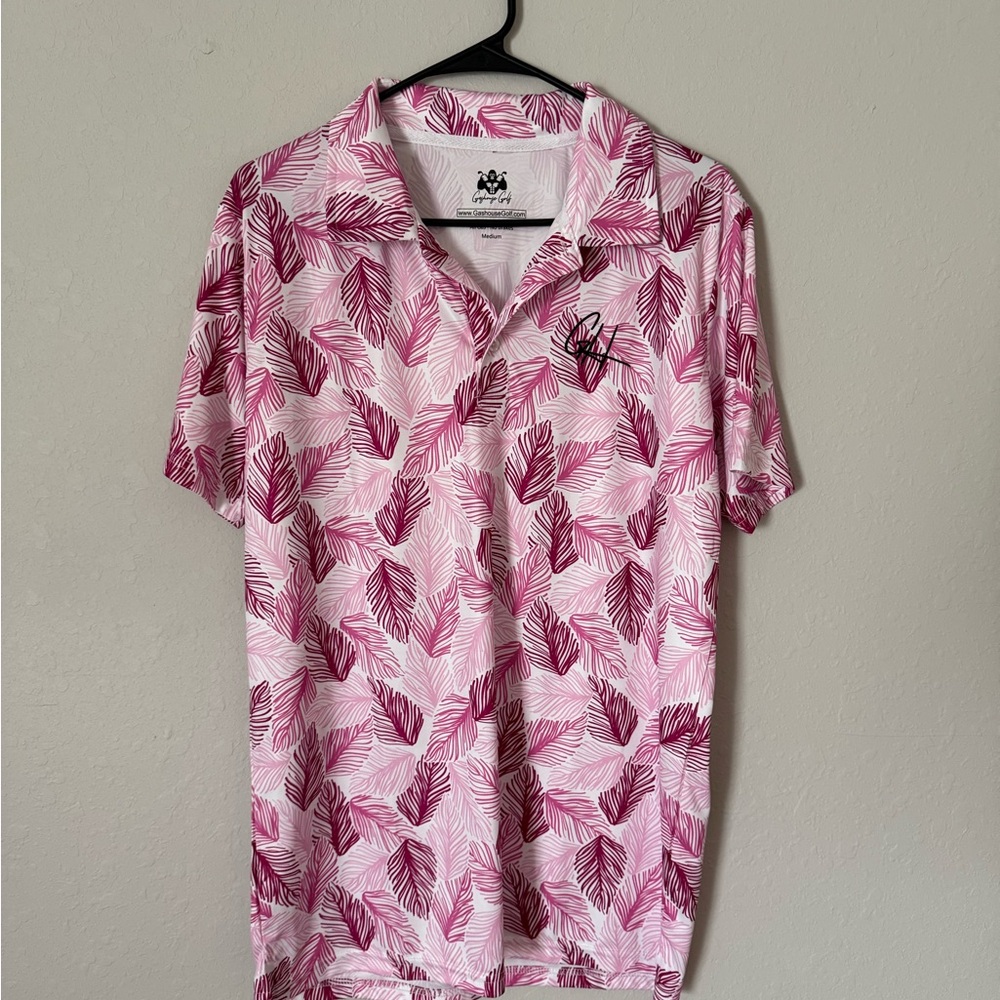 Stylish Pink Leaf Pattern Shirt